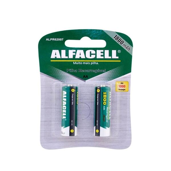 Jogo De Pilhas Recarregável Alfacell Ni-mh 1.2v Aa 1800mah 2