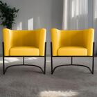 Jogo De Poltronas Decorativas Anne Veludo Amarelo