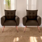 Jogo De Poltronas Decorativas Emma  Suede Marrom