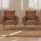 Jogo De Poltronas Decorativas Emma Veludo Ferrugem