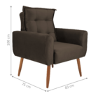 Jogo De Poltronas Decorativas Emma Veludo Marrom