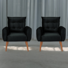 Jogo De Poltronas Decorativas Emma Veludo Preto