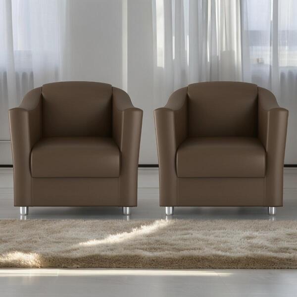 Jogo De Poltronas Decorativas Eva Sintetico Marrom