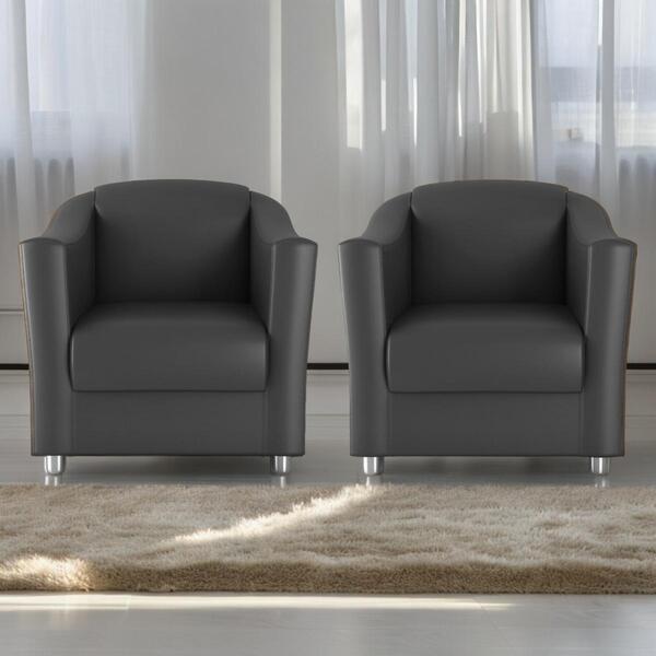 Jogo De Poltronas Decorativas Eva Sintetico Preto