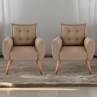 Jogo De Poltronas Decorativas Park  Suede Bege