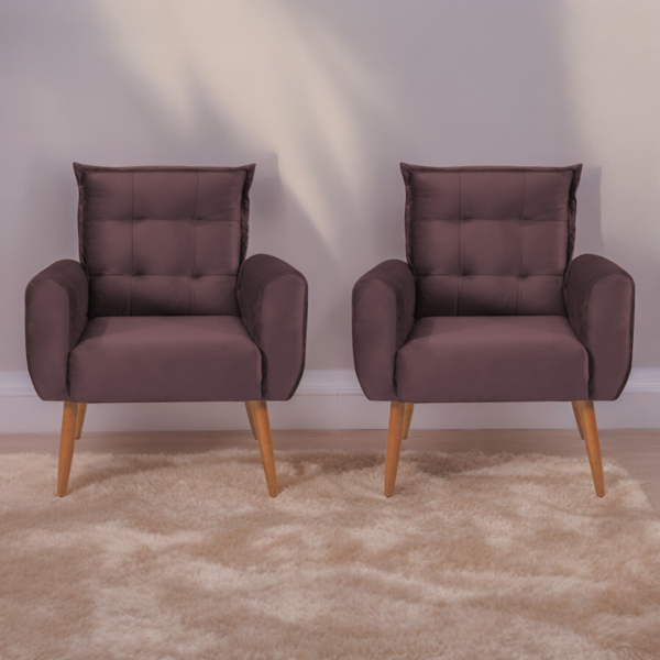 Jogo De Poltronas Decorativas Park Veludo Rose