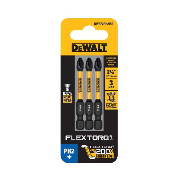 Jogo De Ponta Ph#2 Flextorq 2 1/4" 3 Peças - Dewalt