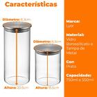 Jogo De Potes De Vidro Com Tampa Hermética Borossilicato E In