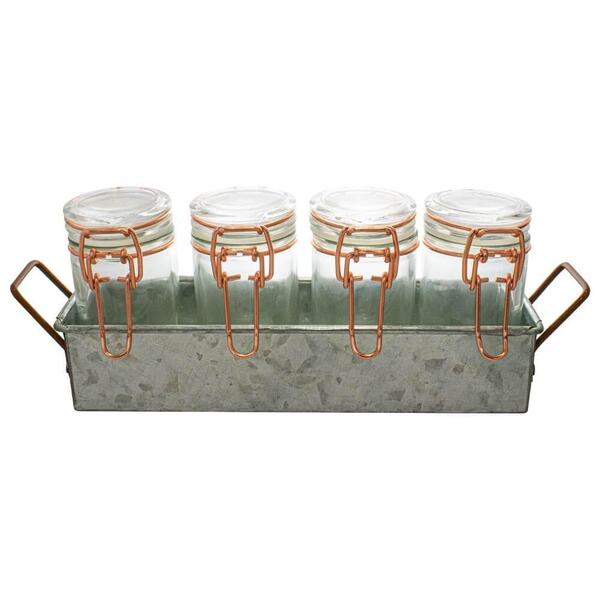 Jogo De Potes De Vidro Hermético Porta Tempero Com Suporte In