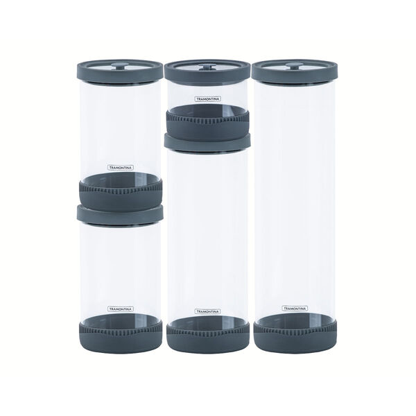 Jogo De Potes De Vidro Herméticos Tramontina Em Borossilicato