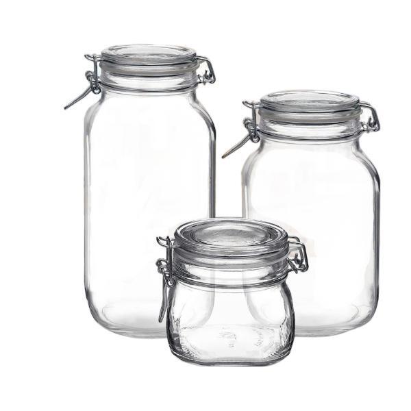 Jogo De Potes Em Vidro Bormioli Rocco Fido 0 5/1/1 5l 3 Peças