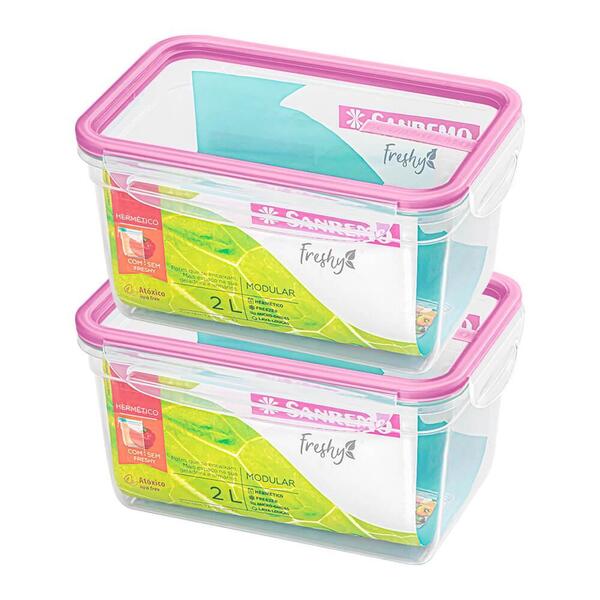 Jogo De Potes Herméticos De Plástico Freshy 2 Peças 2l Roxo -