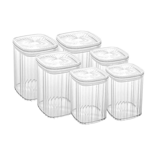 Jogo De Potes Herméticos Transparente Empilháveis 6 Peças - L