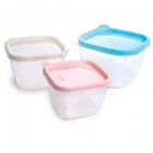 Jogo De Potes Plástico 03 Peças Quadrado Conect Plasútil