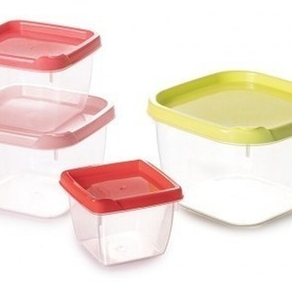 Jogo De Potes Plástico 4pçs Quadrado Conect Plasútil