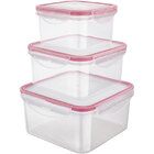 Jogo De Potes Quadrados Herméticos Euro Stock 3 Peças Azul