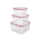 Jogo De Potes Quadrados Herméticos Euro Stock 3 Peças Vermelho