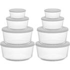 Jogo De Potes Tigelas De Vidro Borossilicato Com Tampa Cinza