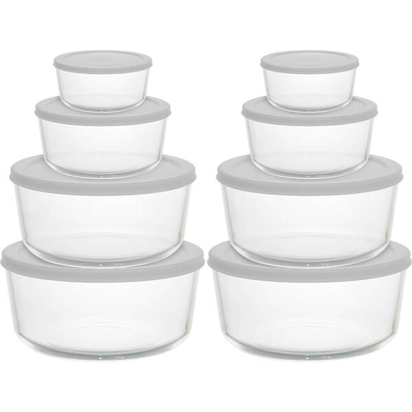 Jogo De Potes Tigelas De Vidro Borossilicato Com Tampa Cinza