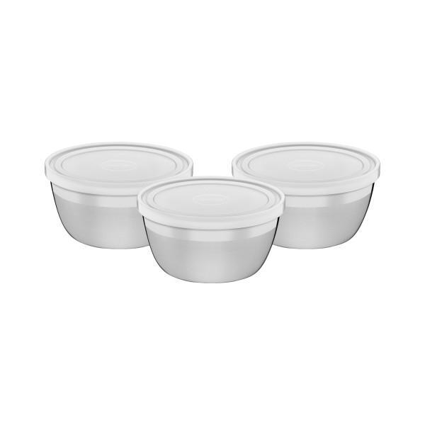 Jogo De Potes Tramontina Freezinox Em Aço Inox  Com Tampa Plá