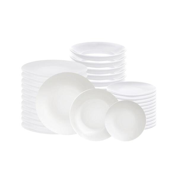 Jogo De Pratos 36 Peças Leonora Em Porcelana Branco - Tramont