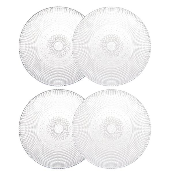 Jogo De Pratos De Sobremesa Oriental De Vidro 4 Peças 19cm -