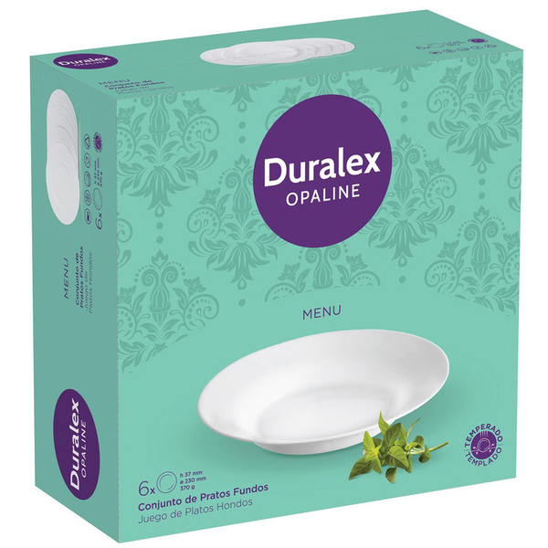 Jogo De Pratos Fundos 6 Peças 23cm Brancos Lisos Menu Opaline