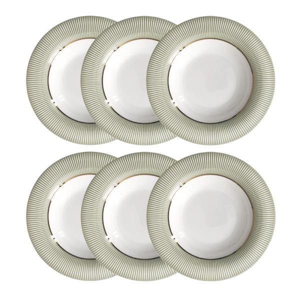 Jogo De Pratos Fundos Em Porcelana Strauss Green 6 Peças
