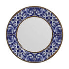 Jogo De Pratos Rasos Em Cerâmica Branca Borda Azul (6 Peças)