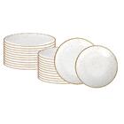 Jogo De Pratos Rústico 24 Peças Marrom Em Porcelana Decorada