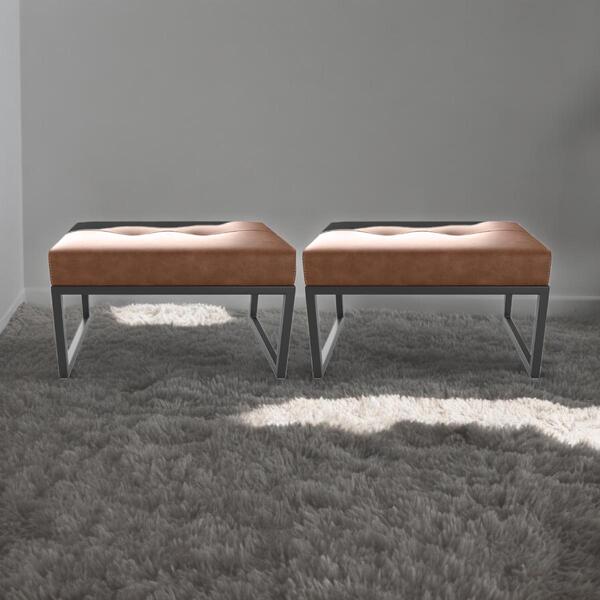 Jogo De Puff Decorativo Para Sala Isabel Rustico Whisky