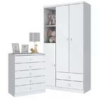 Jogo De Quarto Bala De Menta Com Roupeiro 03 Portas E Cômoda