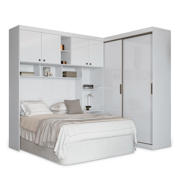 Jogo De Quarto Casal 6 Portas 2 Gavetas Paris Branco - Santos