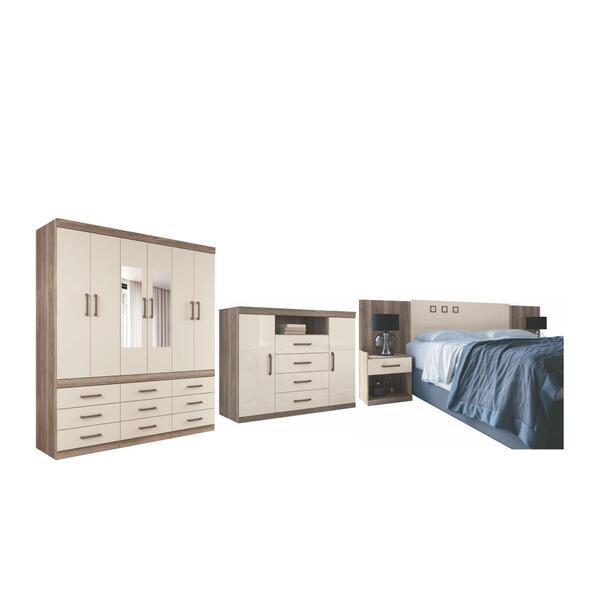 Jogo De Quarto Casal Completo Com Espelho Atlanta Castanha Of