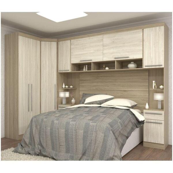 Jogo De Quarto Casal Modulado 014 Master Avelã Rústico/ártico