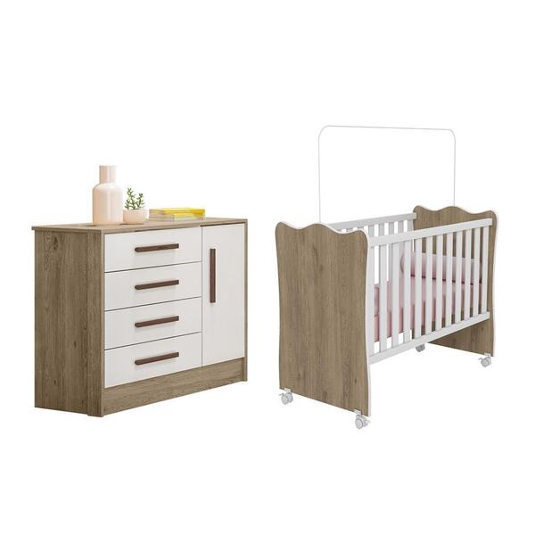 Jogo De Quarto Com Cômoda Sapateira Encanto E Berço Doce Sonh