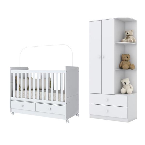 Jogo De Quarto Com Guarda Roupa Labirinto E Berço Aquarela -