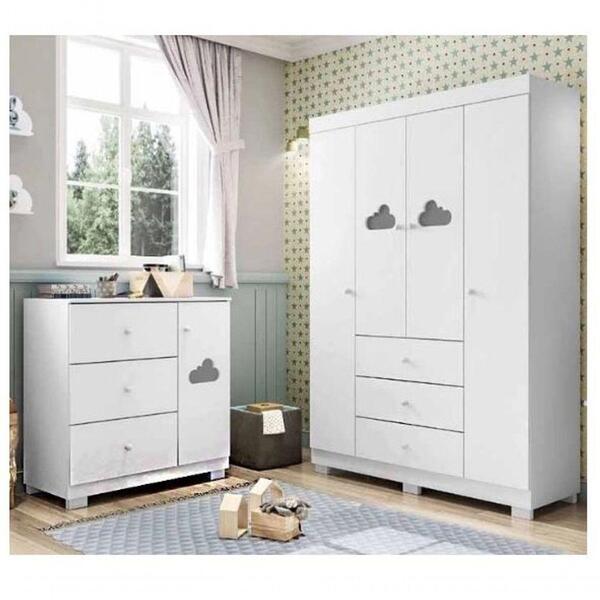 Jogo De Quarto Completo Ane Com Roupeiro 4 Portas E 3 Gavetas