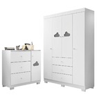 Jogo De Quarto Completo Juvenil Ane Com Roupeiro 4 Portas E 3