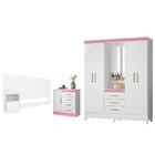 Jogo De Quarto De Casal Completo Munique Branco Rosa