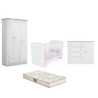 Jogo De Quarto Doce Sonho Com Colchão Gazin Branco/rosa - Fde