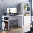 Jogo De Quarto Gamer Com Mesa Para Computador E Estante Branc