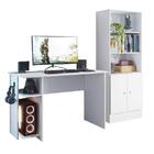 Jogo De Quarto Gamer Com Mesa Para Computador E Estante Branc