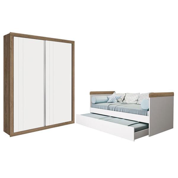 Jogo De Quarto Guarda Roupa Prince E Bicama Nuth Com 2 Colchõ