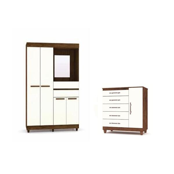 Jogo De Quarto Guarda Roupa Vitória 4pts E Cômoda Sapateira L