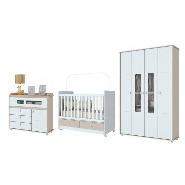 Jogo De Quarto Infantil Aquarela Cristal/branco - Henn