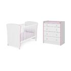 Jogo De Quarto Infantil Berço Perfil Trocador Branco Rosa