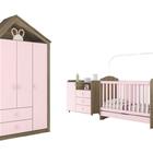 Jogo De Quarto Infantil Casinha Guarda Roupa, Comoda E Berço