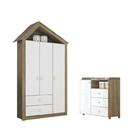 Jogo De Quarto Infantil Casinha Guarda Roupa, Comoda E Berço