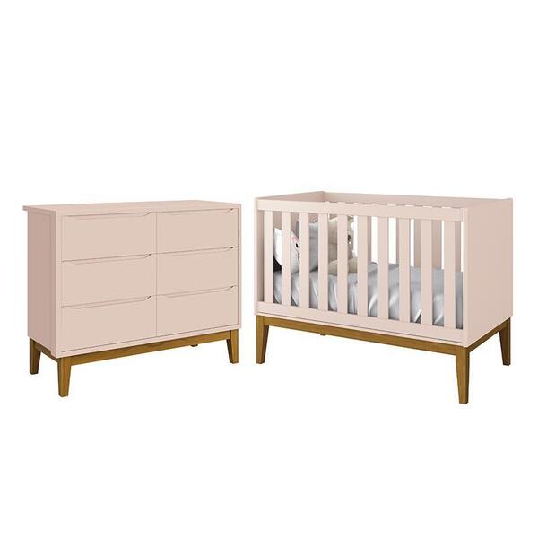 Jogo De Quarto Infantil Classic Cômoda 6 Gavetas E Berço Com
